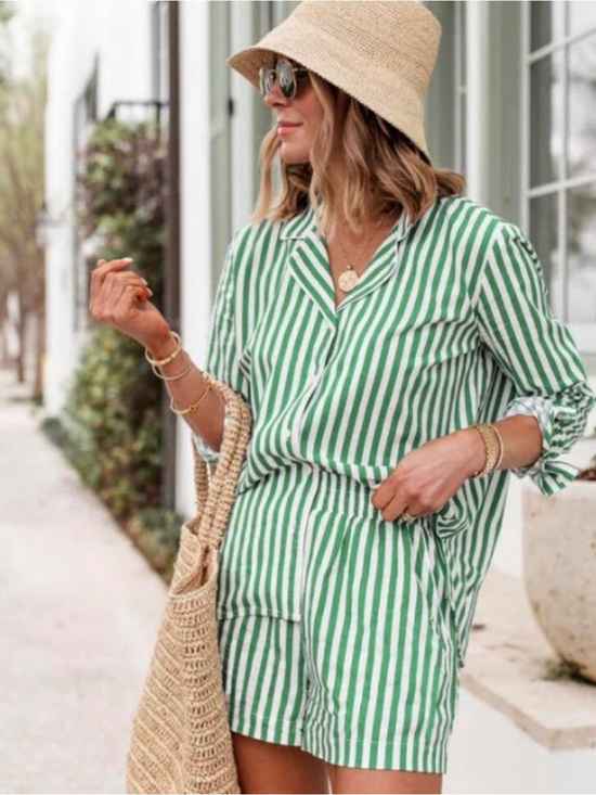 Splendid Pants - Splendid Green and White Striped Set
